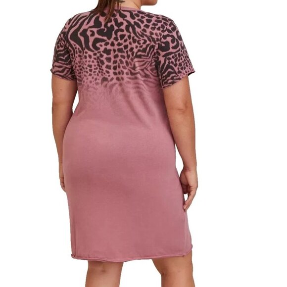 Torrid Lovesick Destructed Dress Size 2 2X 18/20 Pink Black Animal Print New - Picture 3 of 16